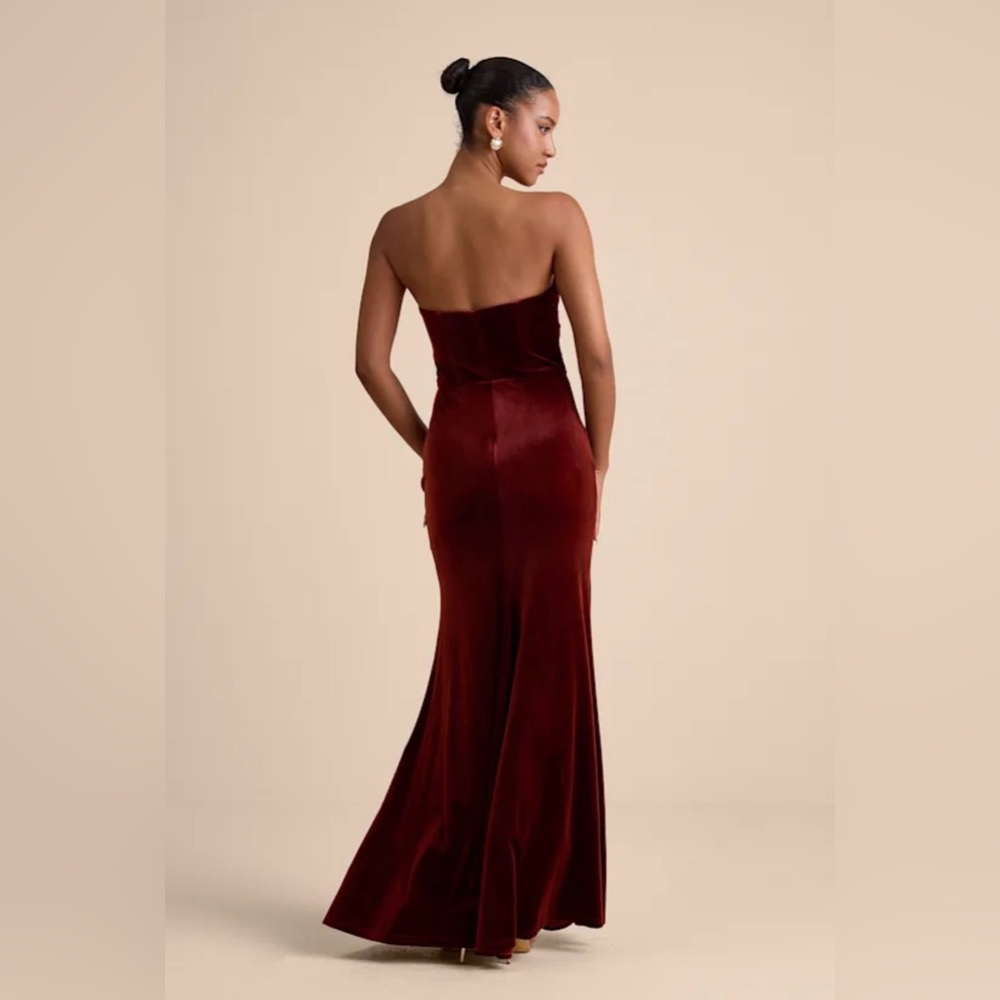 Lulu's Strapless Wine Red Dress - Picture 4 of 4
